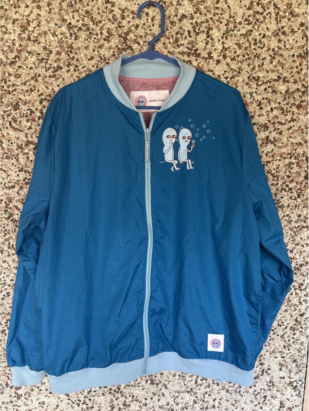 Strange Planet Nathan W Pyle Alien Bubbles Bomber Jacket Blue Pink Large